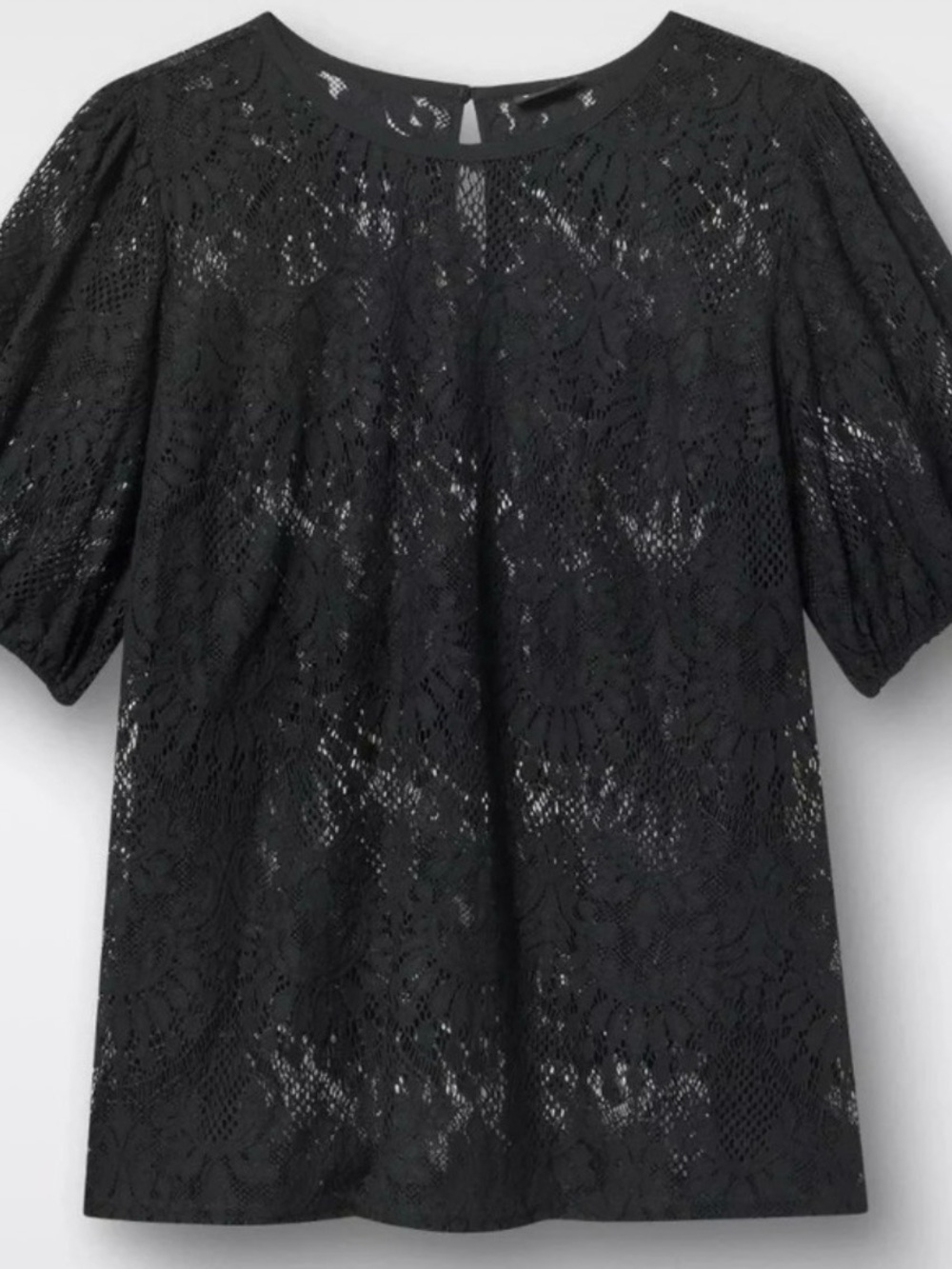 Torrid Black Lace Puff Sleeve Blouse